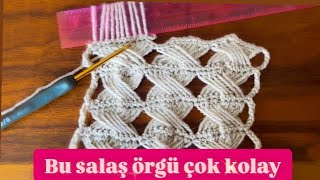 Tığ işi salaş örgü modeli🤩 hem kolay hem hızlı ilerliyor salaşörgü yazlıktığişi crochet örgübluz [upl. by Ignatzia]