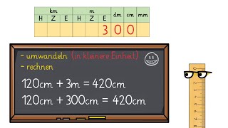 Rechnen mit Längen unterschiedliche Einheiten [upl. by Lennahc365]