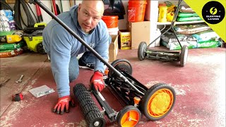 How to Assemble and Adjust Scotts 18Inch 7Blade Push REEL Mower [upl. by Webb]