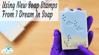 Making easy and fun cold process soap designs with NEW soap stamps from I Dream In Soap [upl. by Hodgkinson]