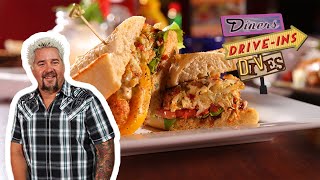 Guy Fieri Eats Crab Cake Po Boys in Baltimore  Diners DriveIns and Dives  Food Network [upl. by Lavinia182]