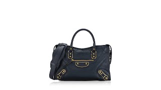 Balenciaga Gold Metallic Edge Small City Bleu Nuit [upl. by Natale337]