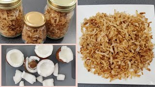 Coconut Sweet Recipe Crunchy Candied coconut How to make Toasted coconut Flakes [upl. by Ynnub]