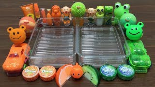 Mixing Random Things Into Clear Slime  Orange Vs Green Special Series Part 11 Satisfying Slime [upl. by Burnight]