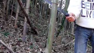 ontario 18inch machete bamboo cut test [upl. by Yecal]