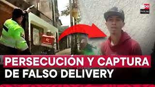 Surco Tras una intensa persecución detienen a falso delivery que robó a una mujer en el distrito [upl. by Odrareve]