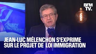 Loi immigration linterview intégrale de JeanLuc Mélenchon sur BFMTV [upl. by Clark]