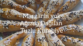 Margarinsiz Ağızda Dağılan Tuzlu Mahlepli Kurabiye Tarifi [upl. by Scheider]