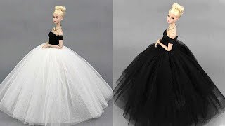 4 Gorgeous DIY Barbie Doll Dresses 👗 Barbie Skirt amp Glamorous Party Gown for Barbie [upl. by Norabel]