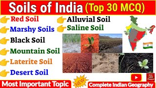 Soils Of India  Indian Soils Geography in English  All Types Of Soils  Soils amp Crops  GK Tricks [upl. by Quintana]