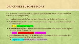 Clasificación de las oraciones subordinadas [upl. by Nelan]