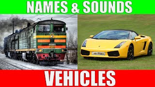 VEHICLES Names and Sounds to Learn  Learning Transport Vehicle Names and Sounds in English [upl. by Flannery]