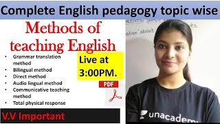 Methods of Teaching English  English PedagogyCTET2020 [upl. by Dagna]