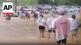 Dollywood experiences flash flooding due to storms in Tennessee [upl. by Llerehs145]