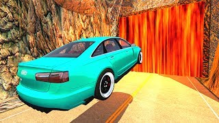 BeamNGdrive  Cars Against Hot Lava Waterfall [upl. by Lemire322]