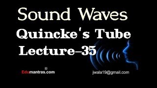 Sound Waves Lecture35   Quinckes Experiment [upl. by Esorrebma]