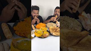 SPICY CHICKEN ROLL EATING CHALLENGE😱BROTHER Vs BROTHER🥵🔥 streetfood shorts eating [upl. by Retswerb]