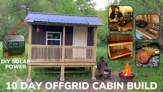 Solo 10 Day Overnight Building an OffGrid Cabin with Solar Power in The Woods and Tomahawk Ribeye [upl. by Mian]