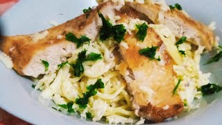 Spaghettis aux escalopes de poulet et champignons [upl. by Haslett899]