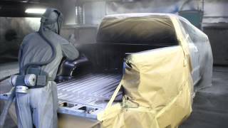 KCN Motors applying Turbo Liner polyurea coating to Volkswagen Amarok [upl. by Aseefan]