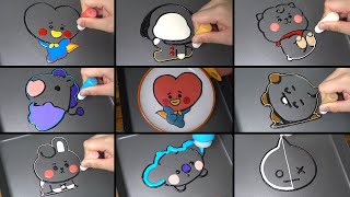 BTS 방탄소년단 Character BT21 Baby Shooky Mang Koya Van Tata Chimmy RJ Cooky edible Pancake art [upl. by Nojed]