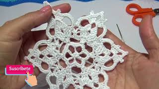 COPO DE NIEVE TEJIDO A CROCHET PASO A PASO [upl. by Eustatius841]