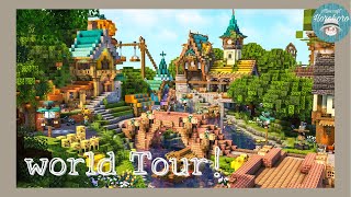 Minecraft Aesthetic World Tour  Orange Production District  Horohorominecraft [upl. by Acirtap]