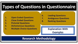 Types of Questions in QuestionnaireOpen EndedClose EndedDichotomousMultiple ChoiceRanking [upl. by Deeann]