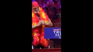 Hulk Hogan struggles to rip his shirt during Trump rally [upl. by Wera]