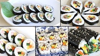 How to Make Gimbap Kimbap 6 Authentic Variations  4 Crazy Fusion Variations [upl. by Nedyrb]