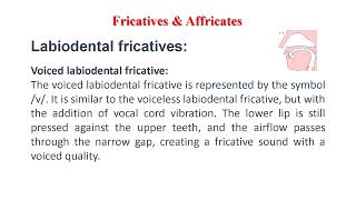 Ch 6 Fricatives and Affricates [upl. by Goulder]