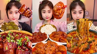 ASMR mukbang of Chinese Malatang  Pork belly and noodles  Sweet amp sour chicken  Spicy fry noodles [upl. by Benedetto]