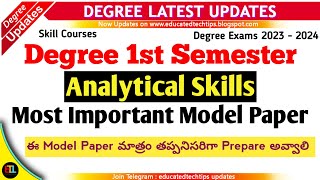 Degree Semester 1  Analytical Skills Most Important Model Paper Answers UG Exams 2023 2024 Degree [upl. by Johan]