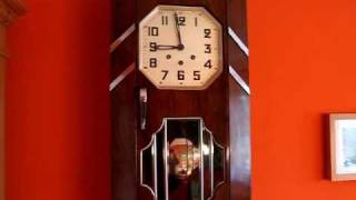 Art Deco Westminster Regulator  German Wall Clock  Pendeluhr mit Schlag in Aktion [upl. by Yelyak478]