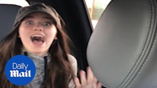 Father pulls hysterical blinker fluid prank on his two girls  Daily Mail [upl. by Naginnarb]