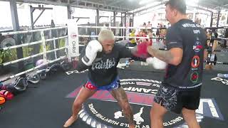 Erdem Dincer focus on punching at Lamai Muay Thai Thailand [upl. by Whitson603]