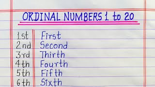 Ordinal Numbers 1 to 20  1 to 20 Ordinal numbers spelling  120 Ordinal numbers [upl. by Eerol]