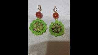 Orecchini con bottoni alluncinettoEarrings with crochet buttons [upl. by Nehtanhoj748]