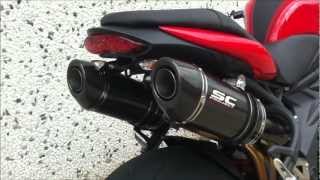 Speed Triple 1050 SCProject oval exhaust 32 high position  original Y [upl. by Ergener512]