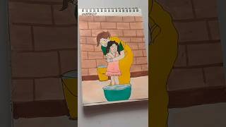 Mother daughter drawing 😱 art shorts viral ytshorts easy mummypapa [upl. by Aicyla]