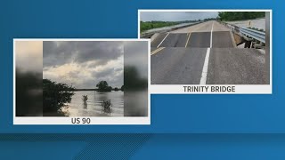 Bridge over Trinity River in Liberty County remains closed after partially collapsing TxDOT says [upl. by Drabeck322]