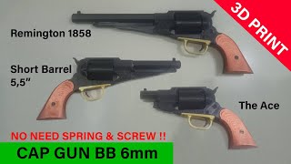 Remington 1858 Revolver Cap Gun 3D print Fully Functional and Shoot BB 6 mm [upl. by Haroppiz]