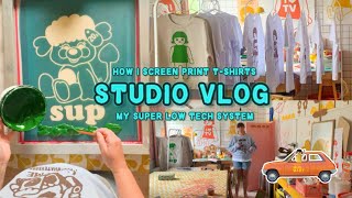 Studio Vlog • Screen Printing TShirts for a wholesale customer • Super easy studio set up 🧑‍🎨 [upl. by Ajed149]