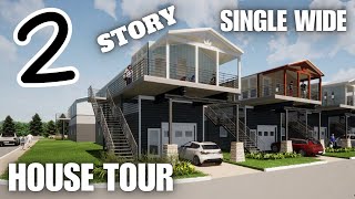 FIRST EVER 2 STORY single wide mobile home setup New Prefab House Tour [upl. by Hahseram]