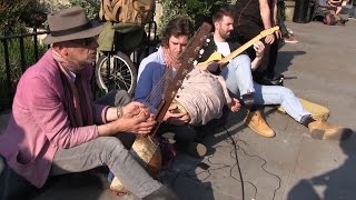 Charlie Allen jamming with Marcus and Arjun Glastonbury High St May 2017 [upl. by Bollinger]