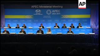 APEC trade ministers news conference Malaysian PM demo [upl. by Nimajaneb]