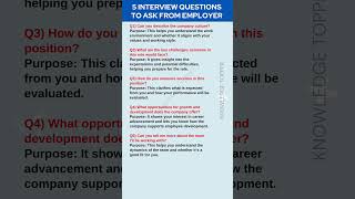 5 Interview Questions to Ask Interviewer or Hiring Manager  Do you have any Questions For Us [upl. by Estella]