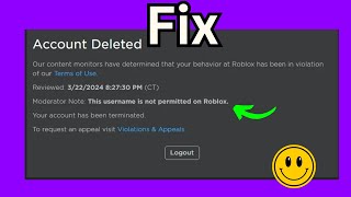 Fix This Username Is Not Permitted On Roblox Error  Account Terminated [upl. by Yellac]