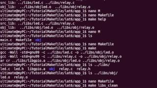 Tutorial makefile 6 creating and using library with one makefile [upl. by Sykleb]