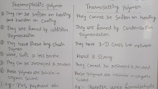 Difference between Thermoplastic and Thermosetting polymer class 12 polymer chemistry [upl. by Yuma634]